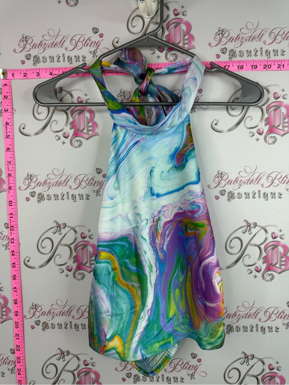 Sigrid Olsen tank top Swirl Print Halter Dress in Teal, Purple, Green and Yellow